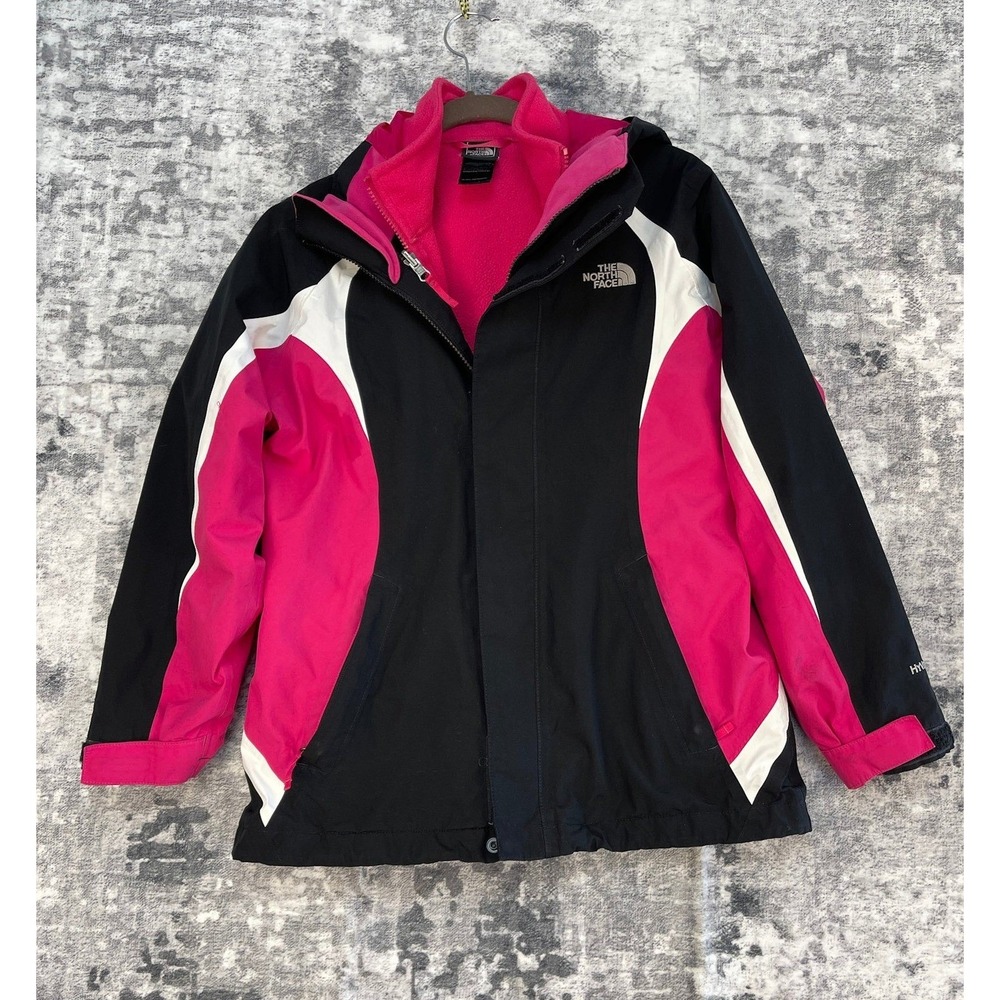 The North Face Girls Triclimate Jacket Pink Black Zip‎ Hooded Outerwear Size L